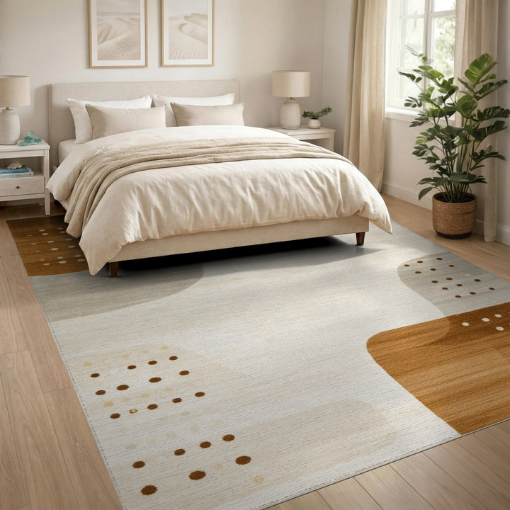 Brown and Tan Abstract Area Brown Abstract Wave Area Rug