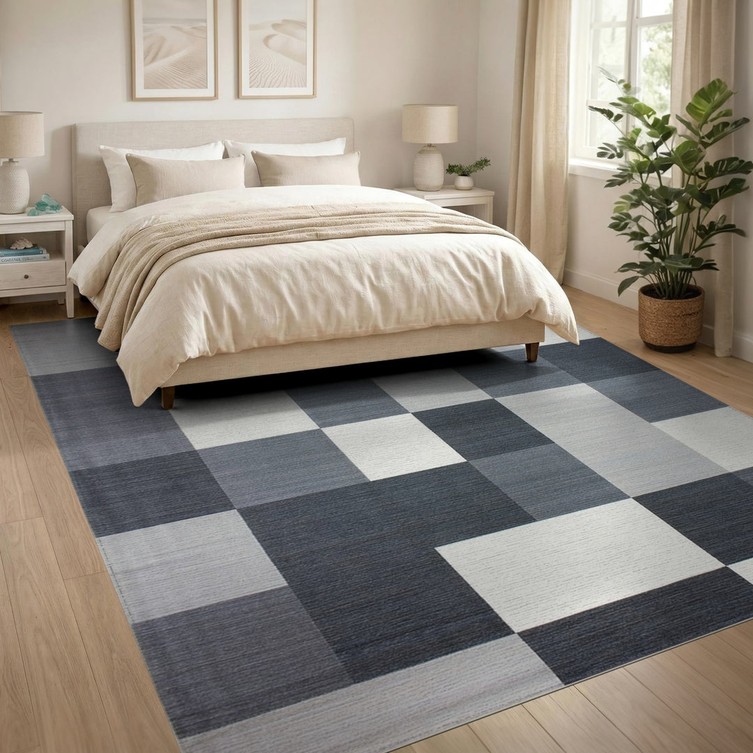 Black White Geometric Area Rug
