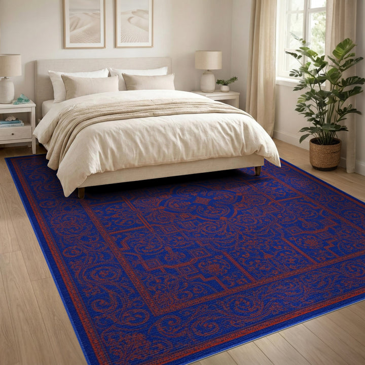 Royal Blue Persian Medallion Area Rug