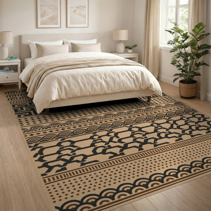 Modern Geometric Brown Tan Area Rug