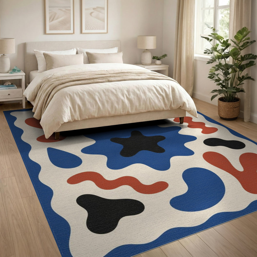 Abstract Blue Red Area Rug