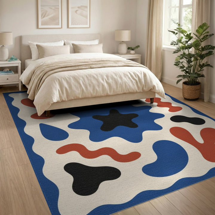 Abstract Blue Red Area Rug