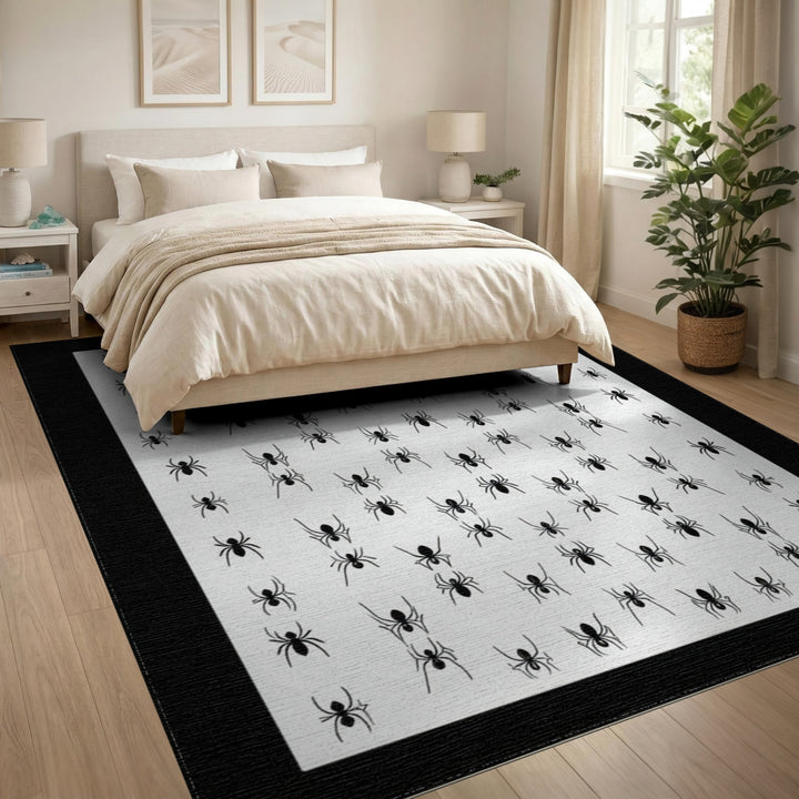 Black Spider Silhouette Washable Area Rug