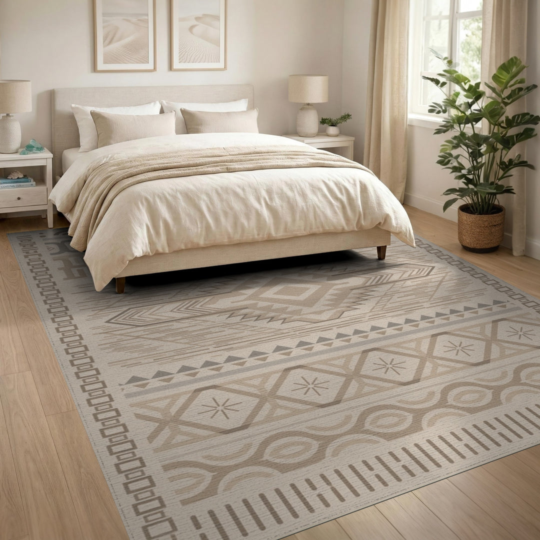 Beige Southwestern Geometric Area Rug