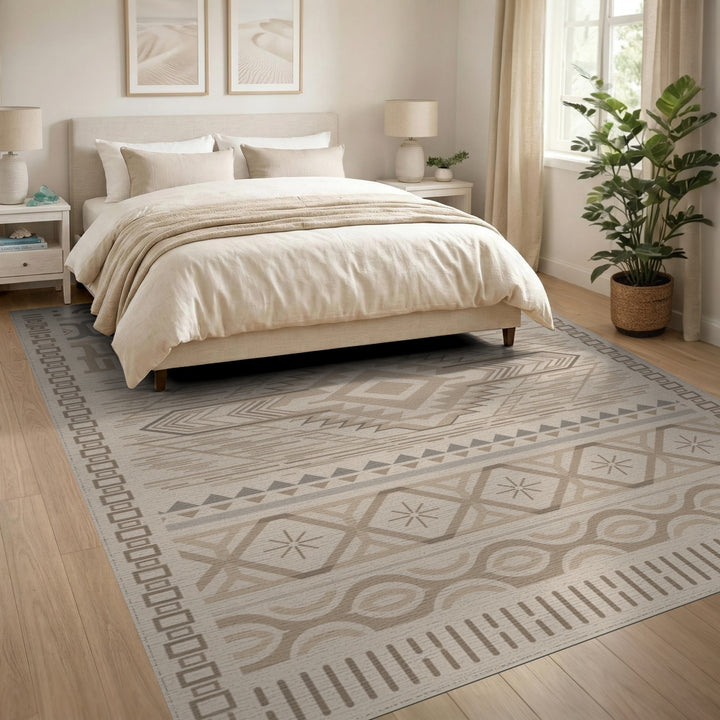 Beige Southwestern Geometric Area Rug