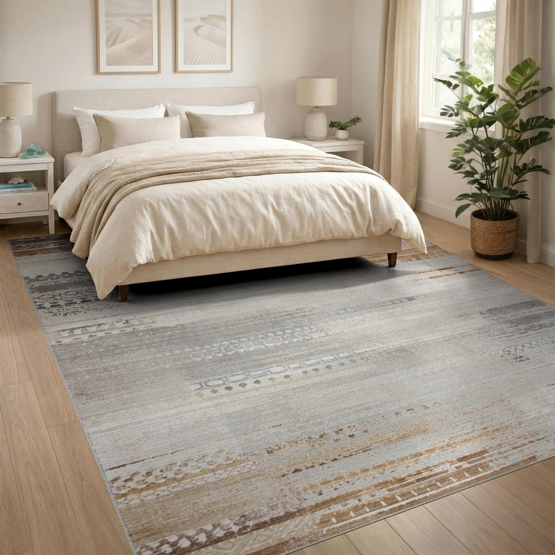 Brown and Tan Distressed Vintage Brown Area Rug