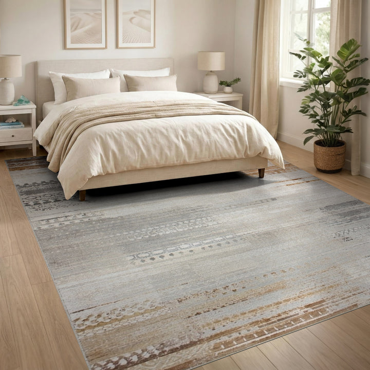 Brown and Tan Distressed Vintage Brown Area Rug