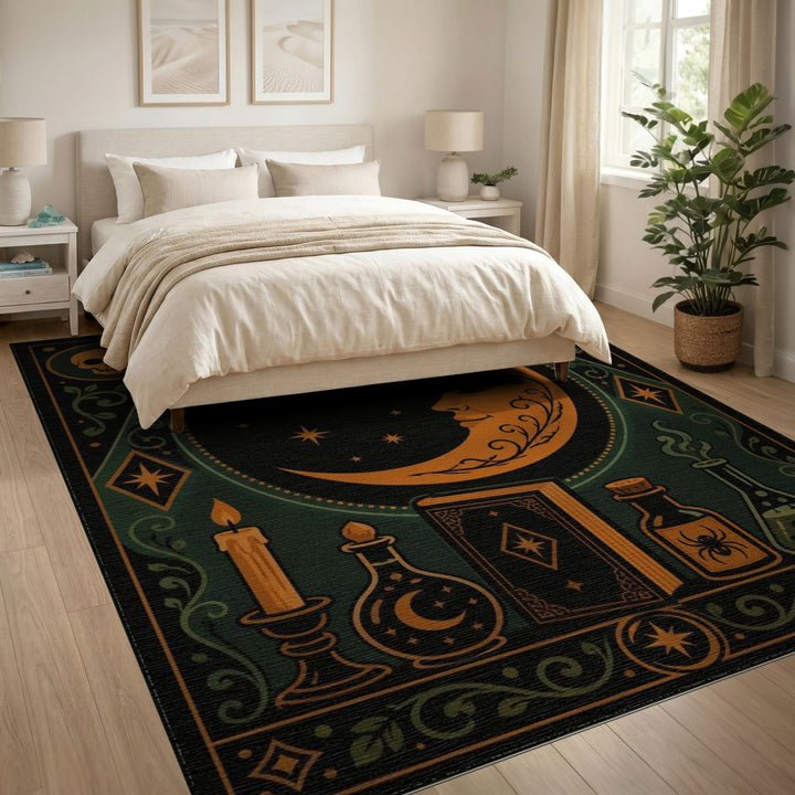 Mystic Crescent Moon Potion Area Rug