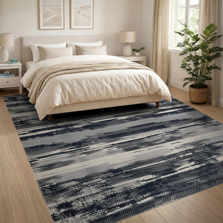 Distressed Vintage Black and White Black White Distressed Striped Area Rug