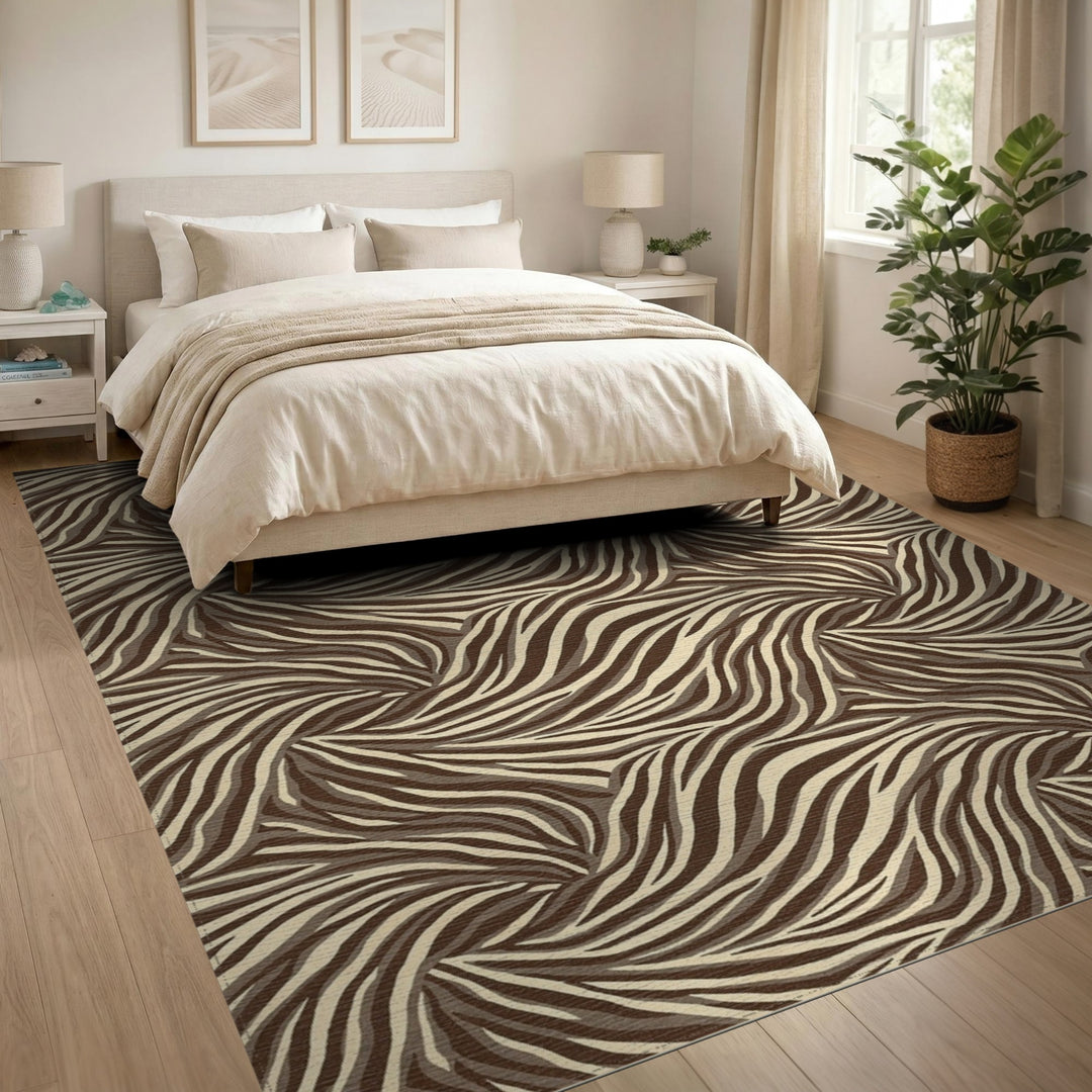 Brown Swirling Stripe Area Rug