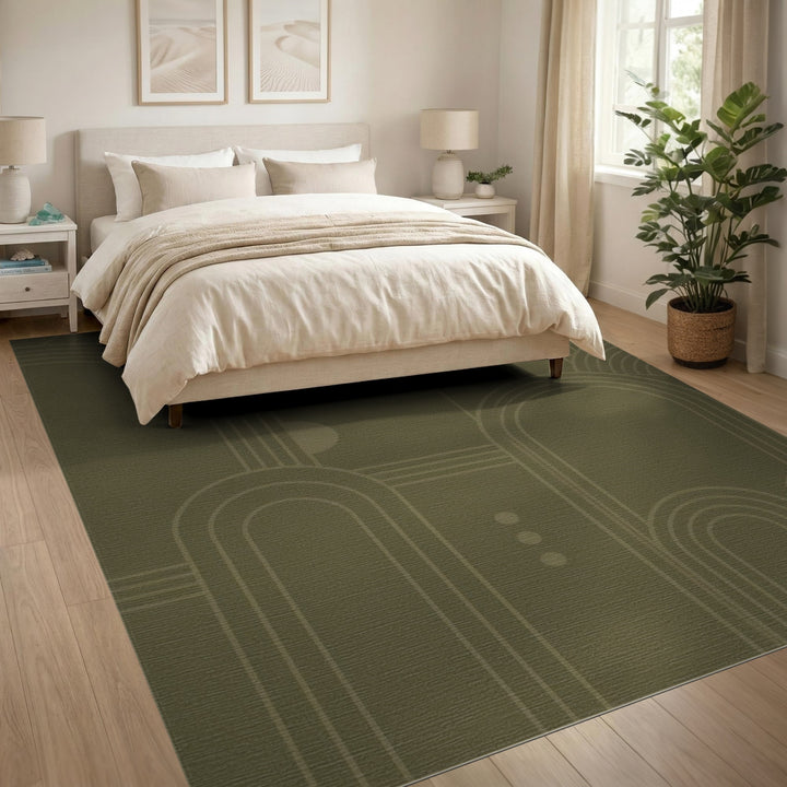 Green Geometric Arch Area Rug