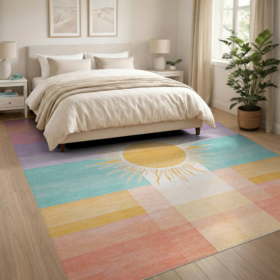 Sunburst Pastel Plaid Area Rug