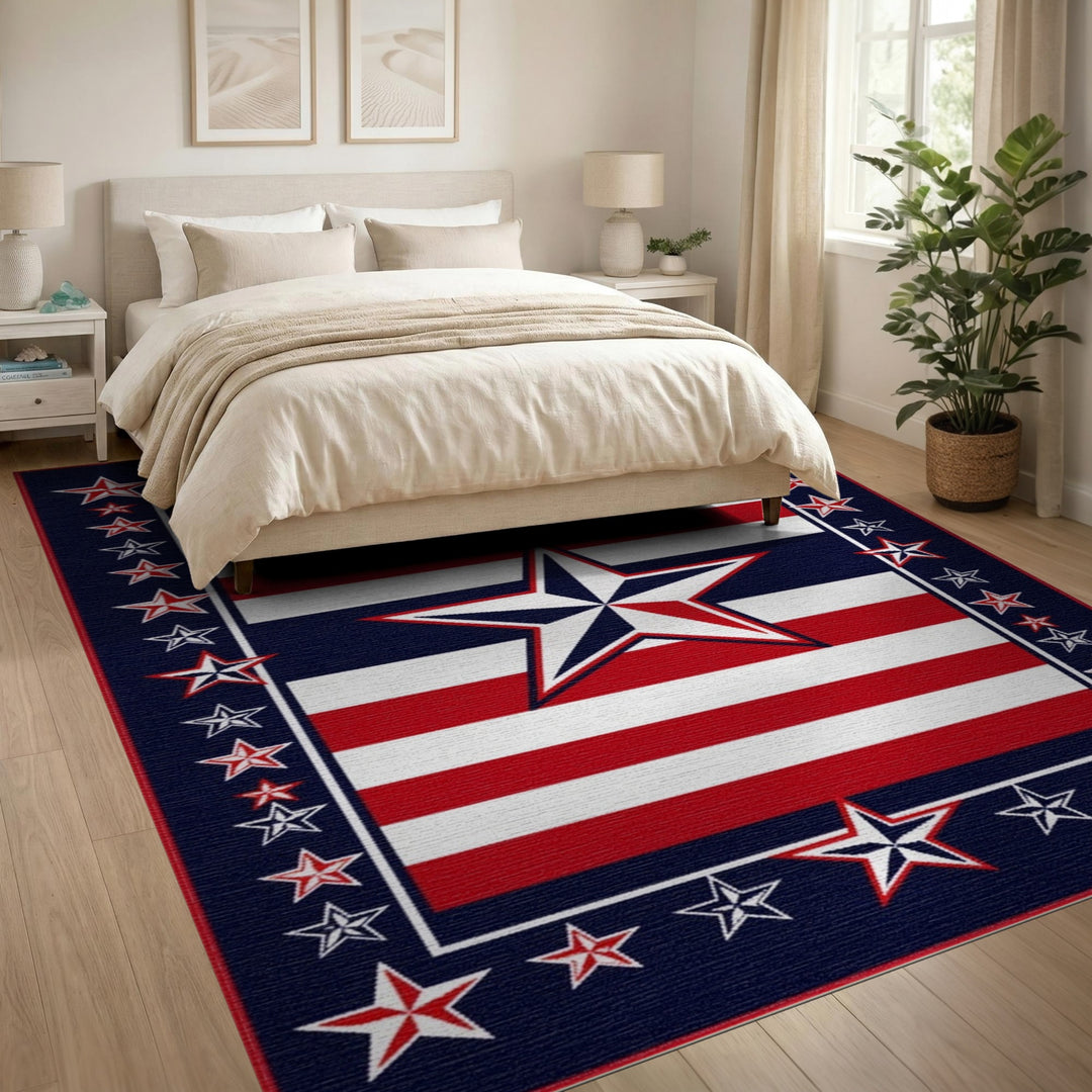 Multi-color and Patterns Patriotic Star Area Rug