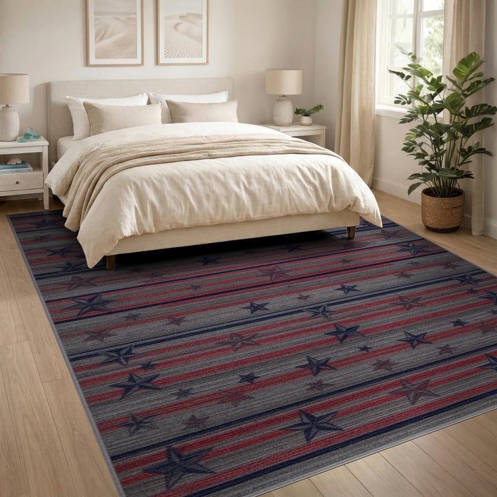 Patriotic Stars Washable Area Rug