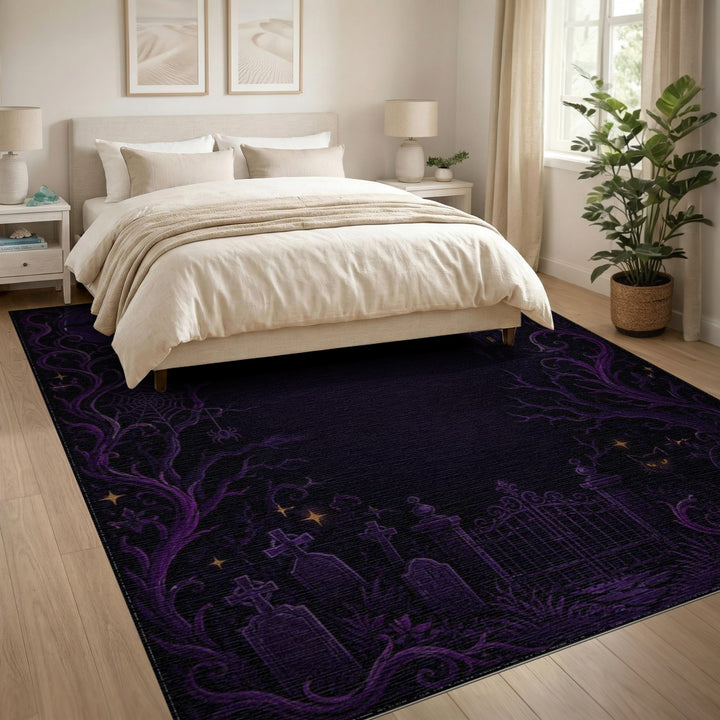 Purple Gothic Haunted Castle Area Rug