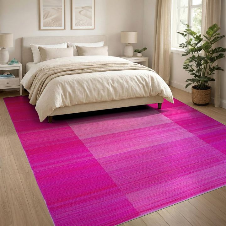 Pink Striped Geometric Modern Area Rug