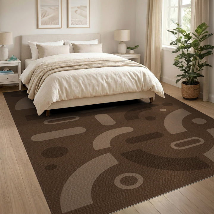 Modern Geometric Brown Area Rug