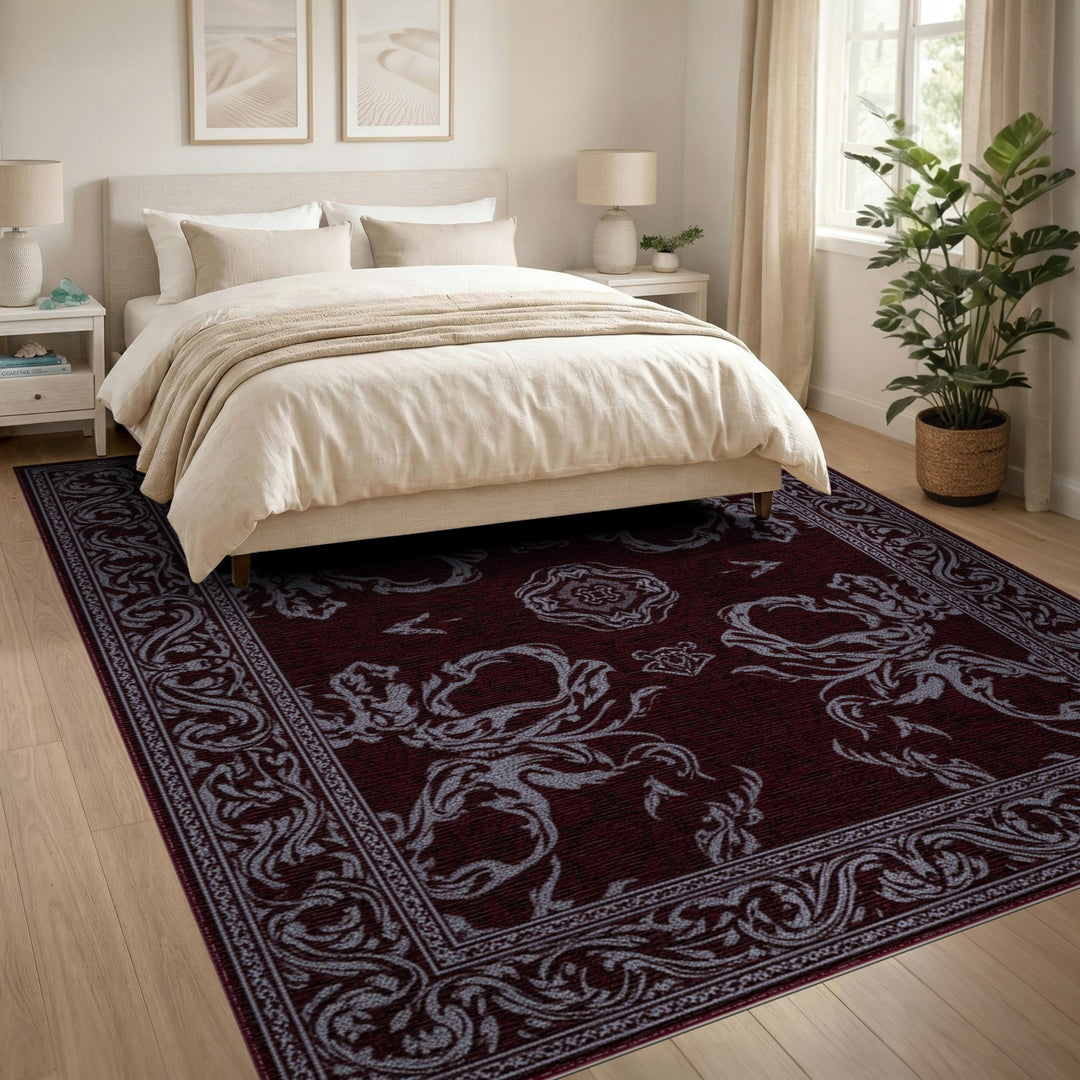 Traditional Persian Red Deep Red Traditional Persian Area Rug