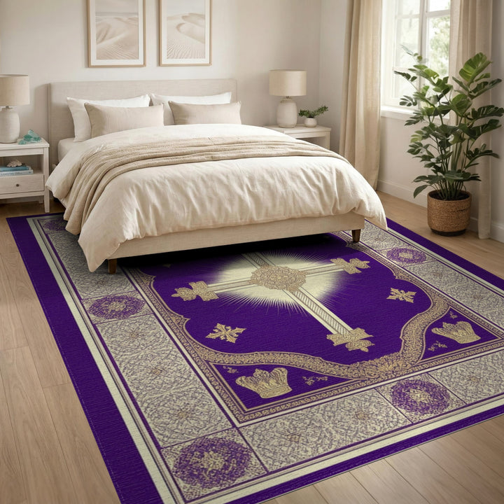 Purple Royal Cross Area Rug