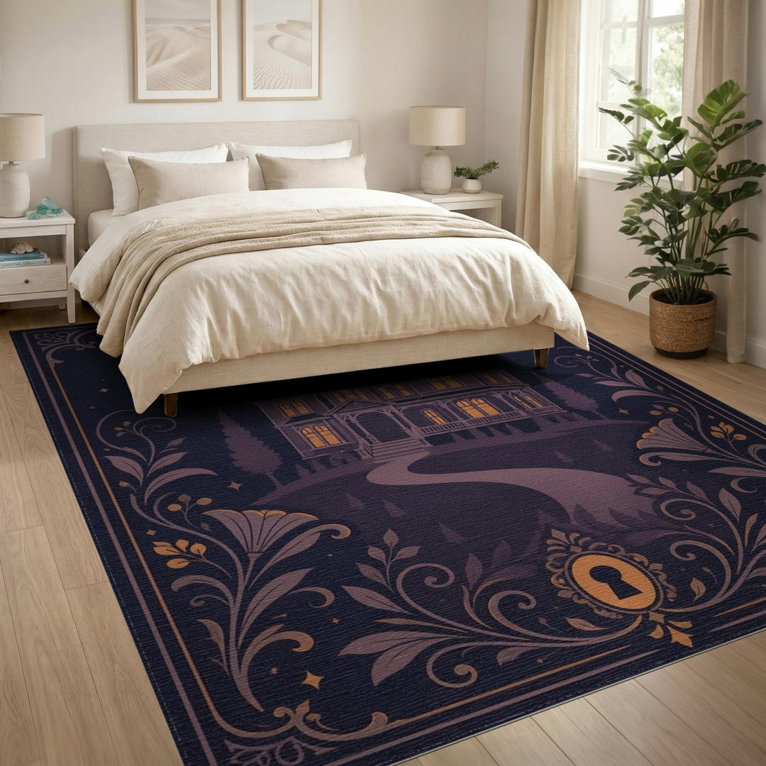 Purple Victorian Mansion Floral Area Rug