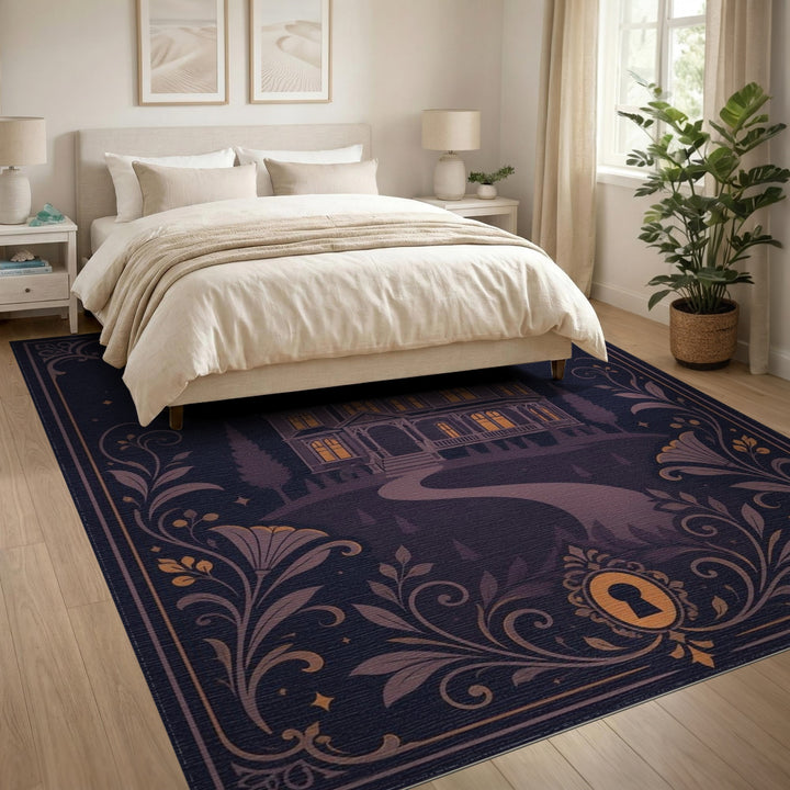 Purple Victorian Mansion Floral Area Rug