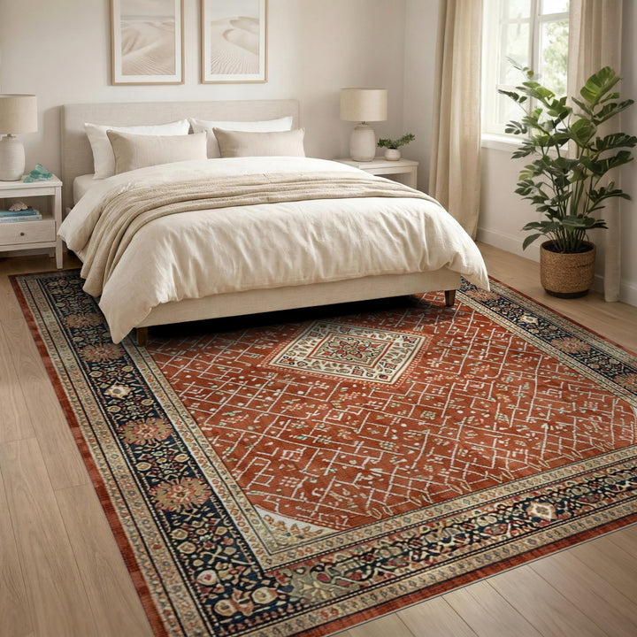 Red Persian Medallion Area Rug