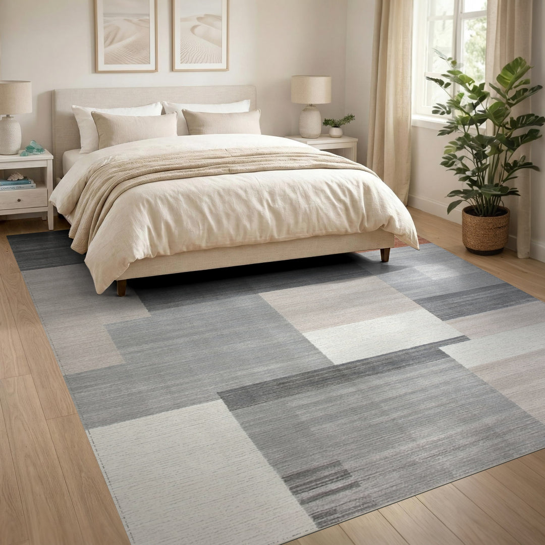Grey Geometric Modern Area Rug