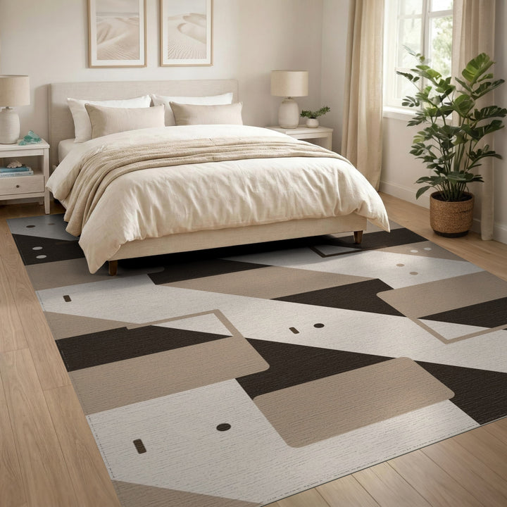 Modern Geometric Brown Tan Area Rug