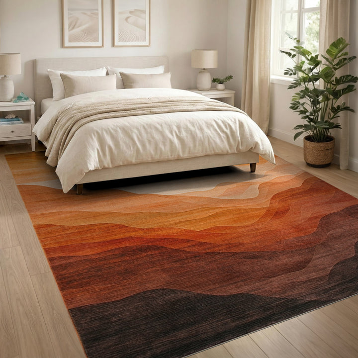Orange Wave Horizon Area Rug