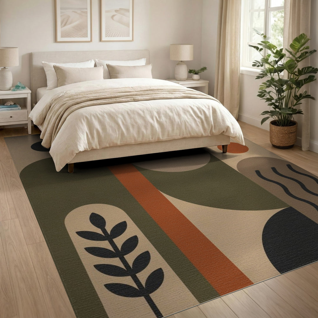 Beige Geometric Modern Area Rug