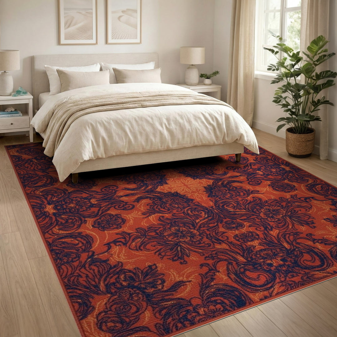 Floral Vintage Bold Red Floral Vintage Area Rug