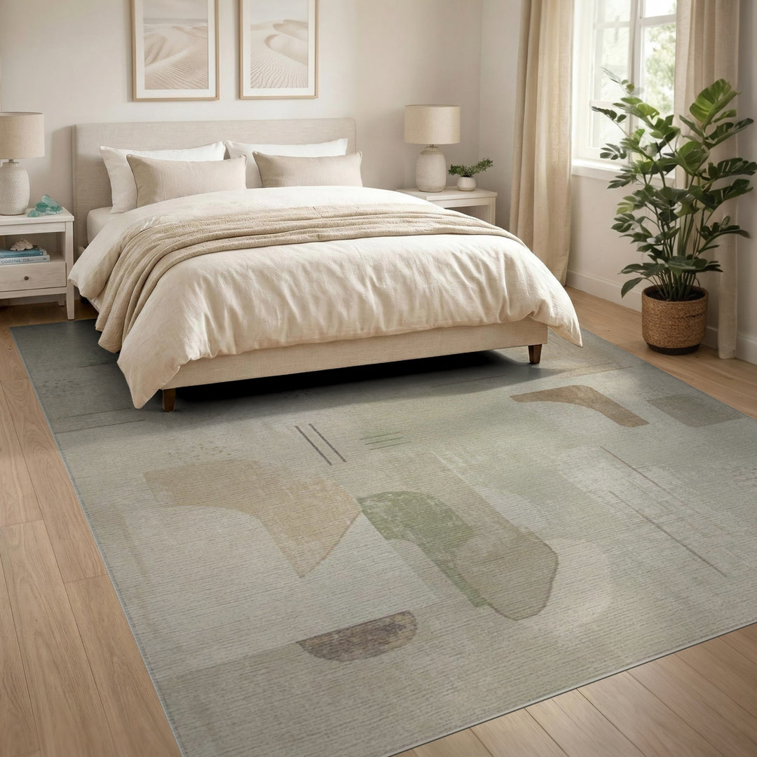Neutral Abstract Shapes Area Rug