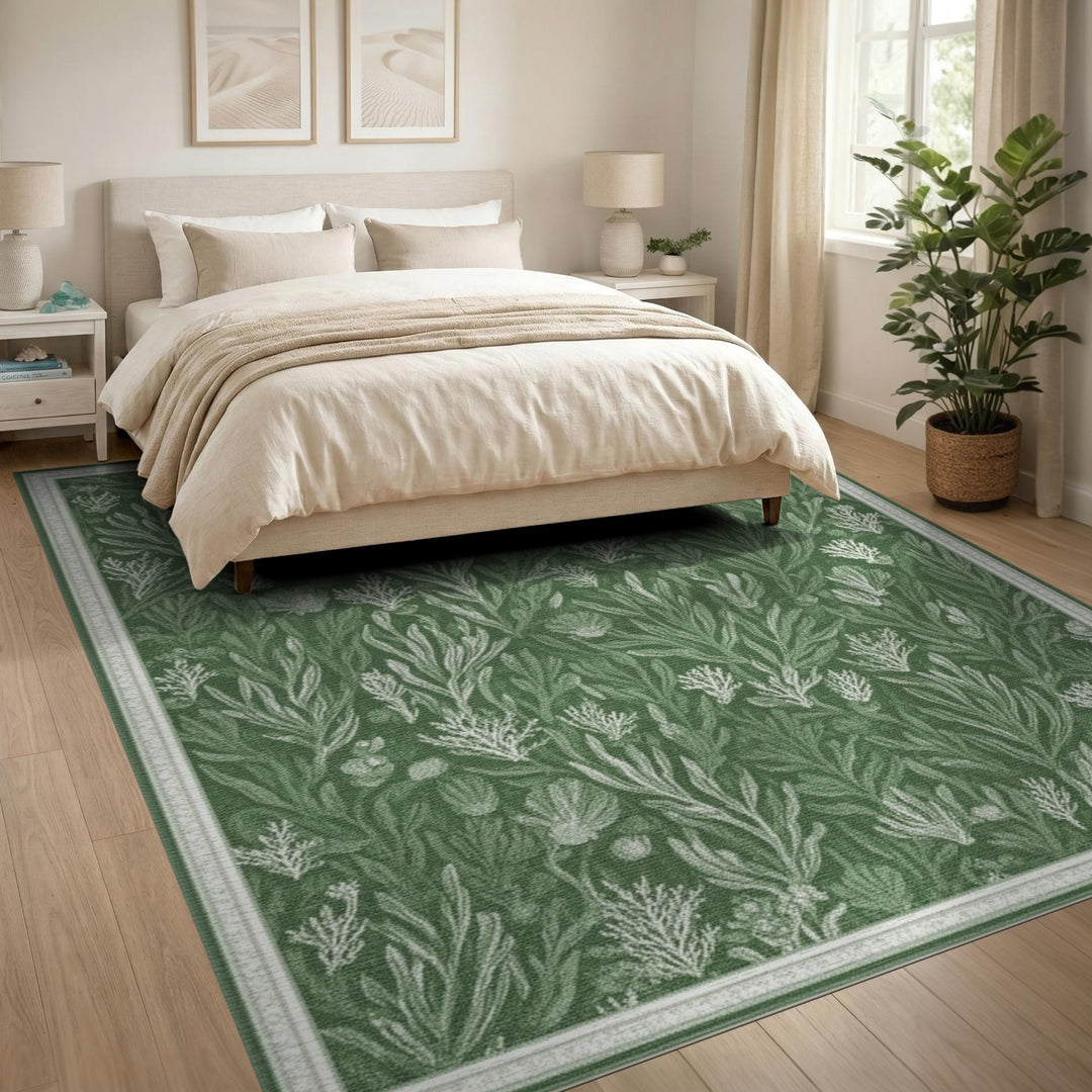 Green Coastal Seaweed Area Rug