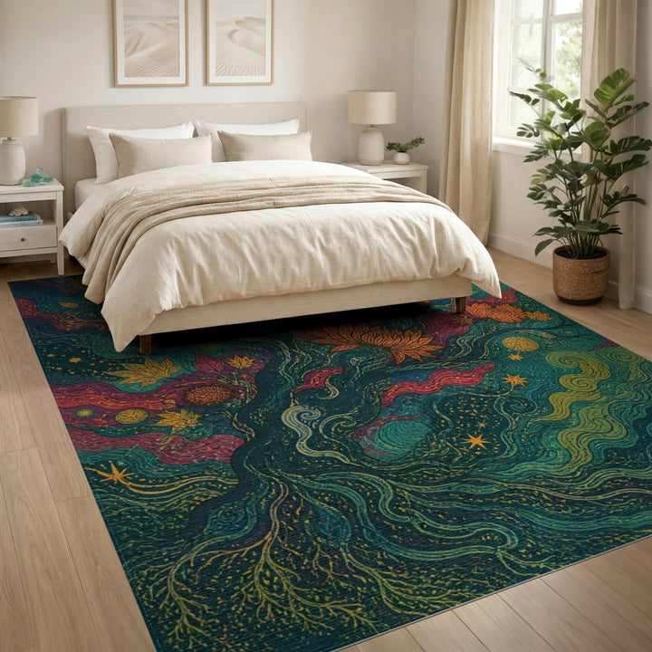 Celestial Floral Swirl Area Rug