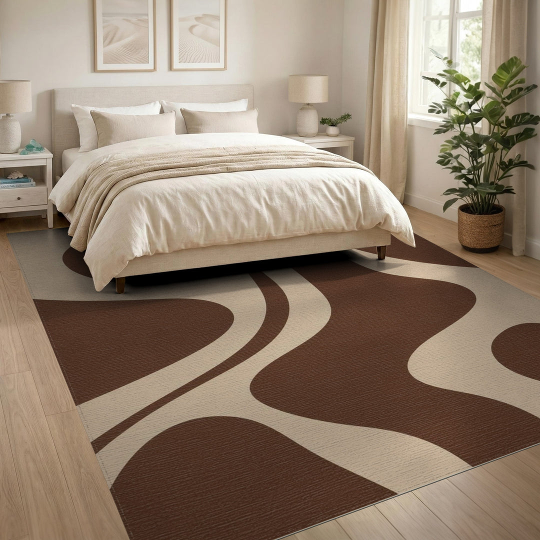 Brown and Tan Abstract Brown and Tan Area Rug