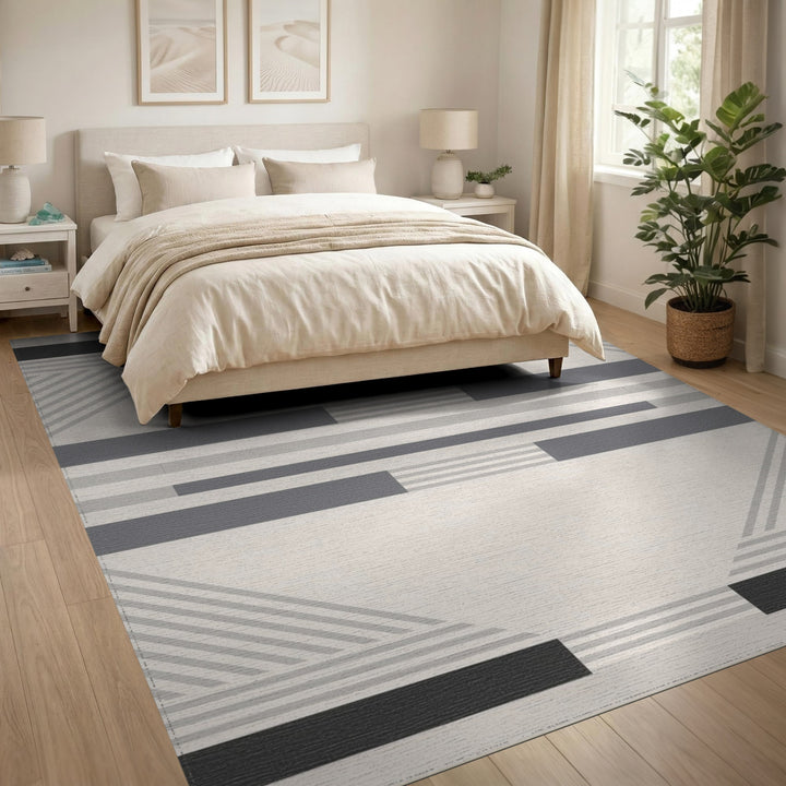 Grey Geometric Area Rug