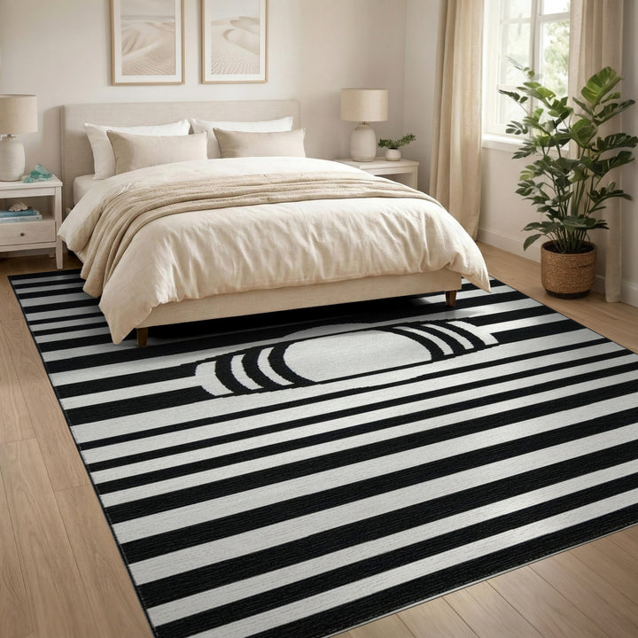 Black White Geometric Area Rug