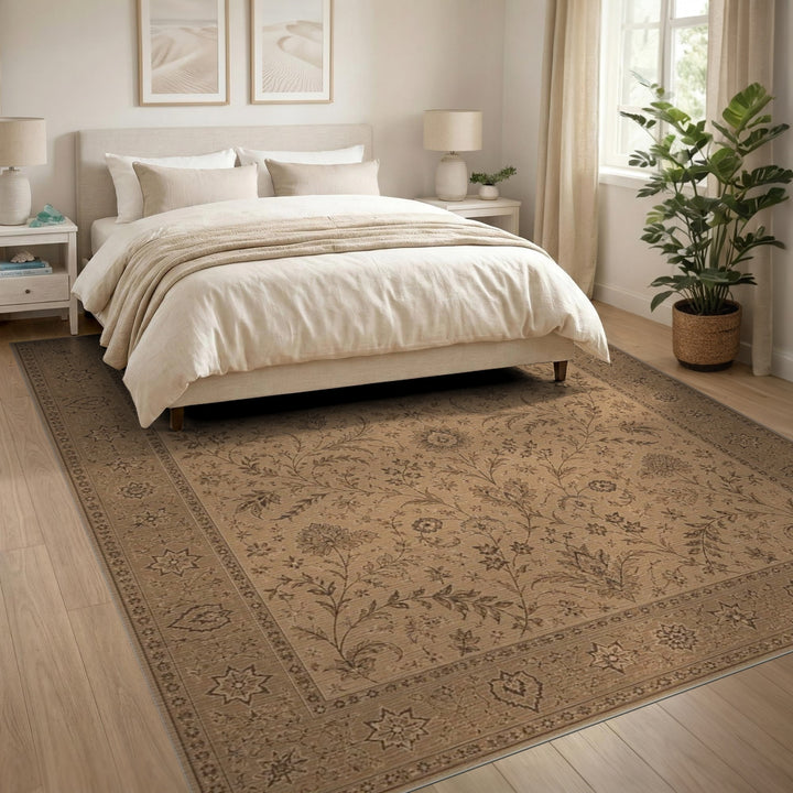 Beige Floral Vintage Area Rug