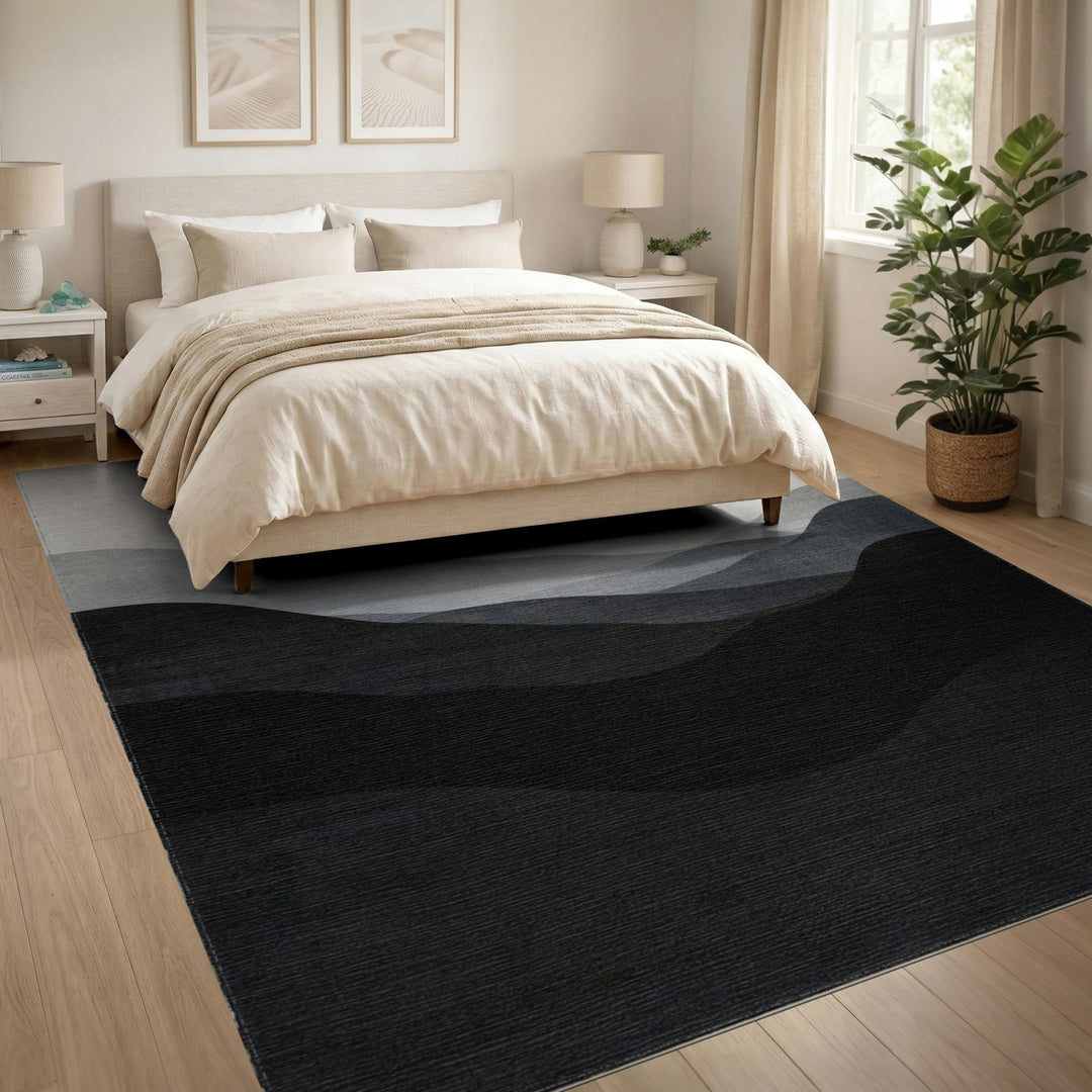 Grey Layered Hills Abstract Area Rug