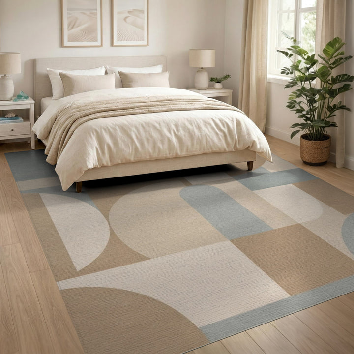 Contemporary Beige Geometric Area Rug
