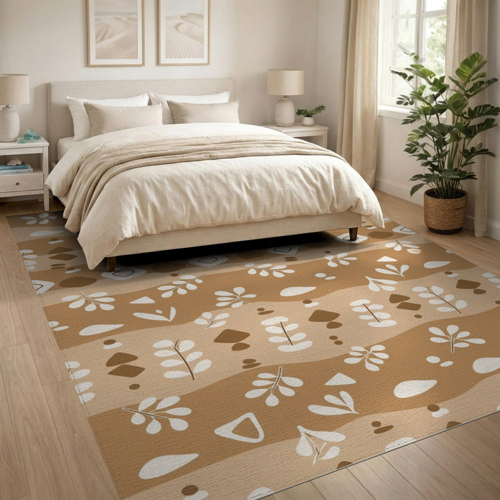 Boho Chic Brown and Tan Boho Chic Brown Tan Leaf Area Rug