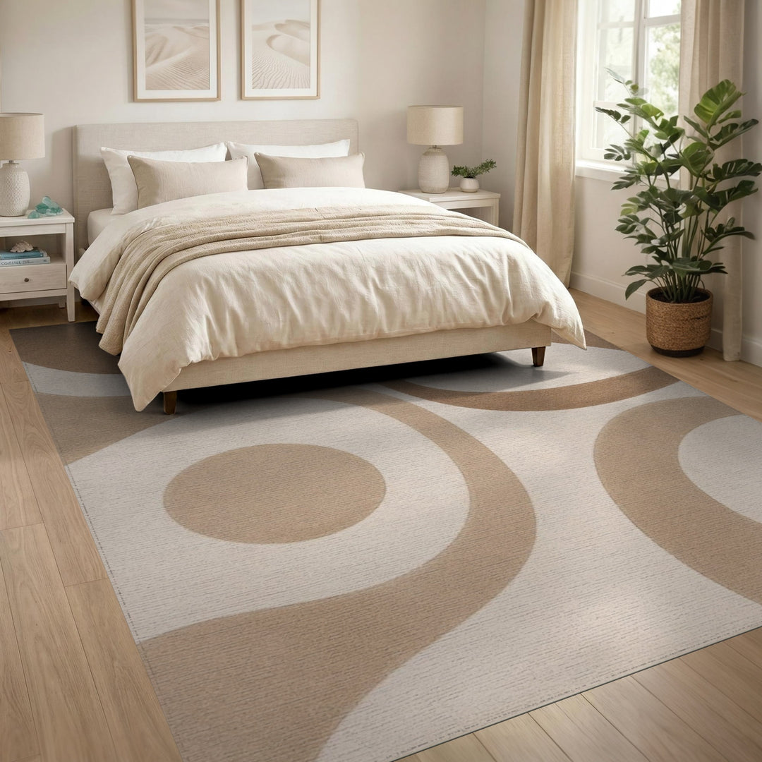 Beige Abstract Swirl Area Rug