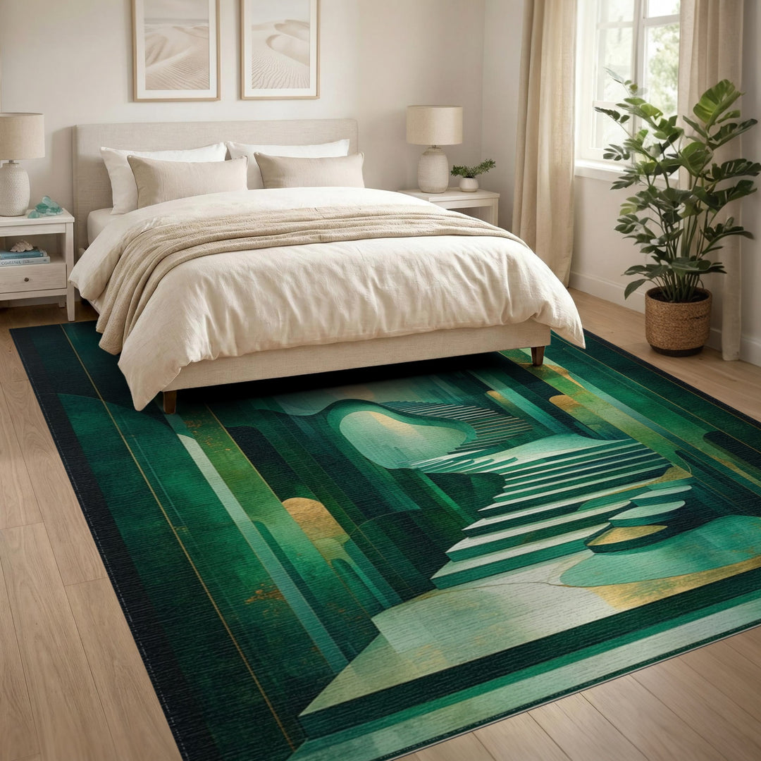 Teal Abstract Staircase Area Rug