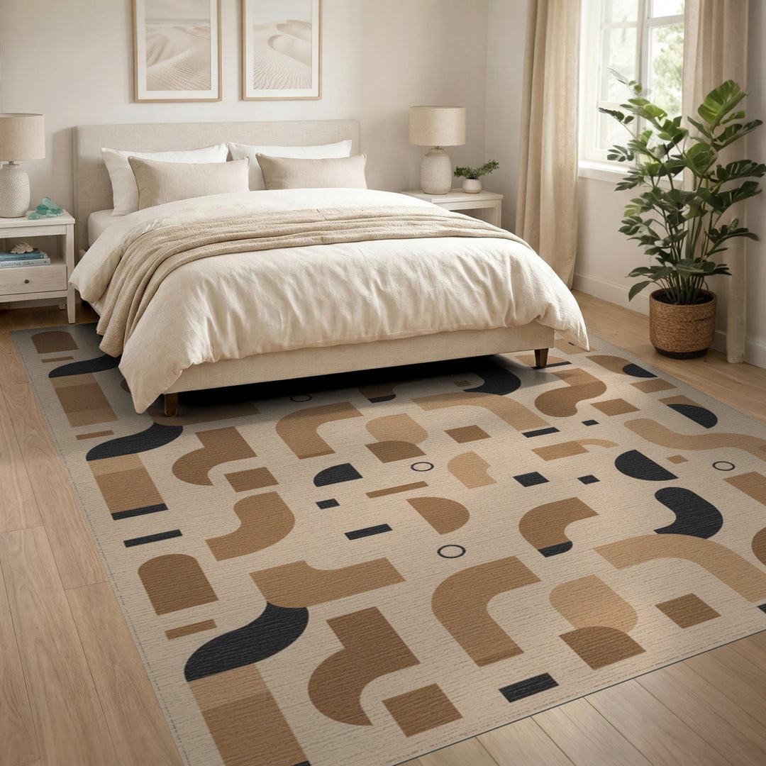 Arch Geometric Modern Brown Geometric Arch Area Rug