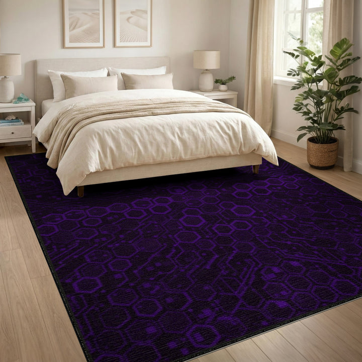 Hexagon Purple Hexagon Geometric Area Rug