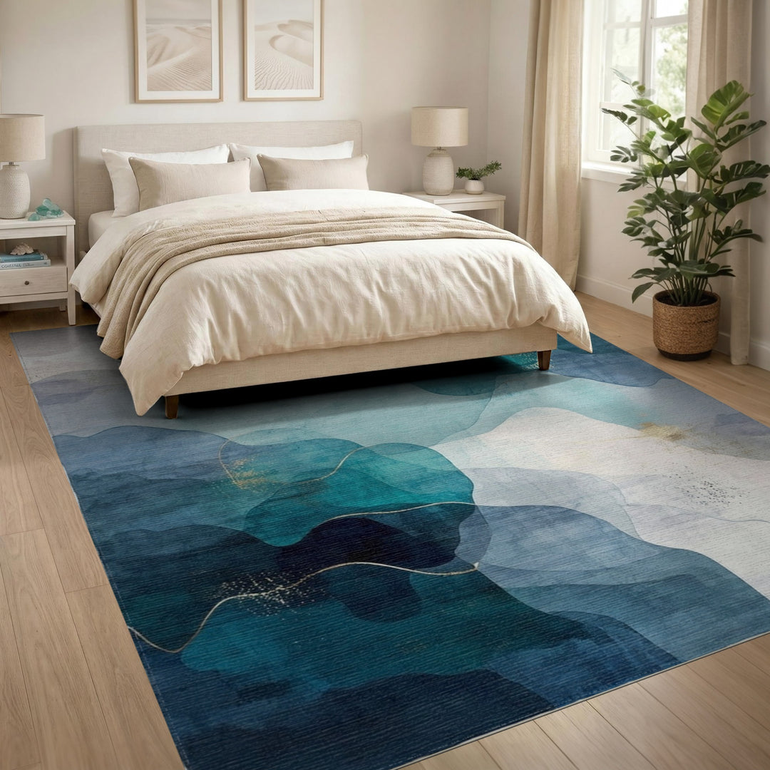 Abstract Area Teal Blue Abstract Area Rug