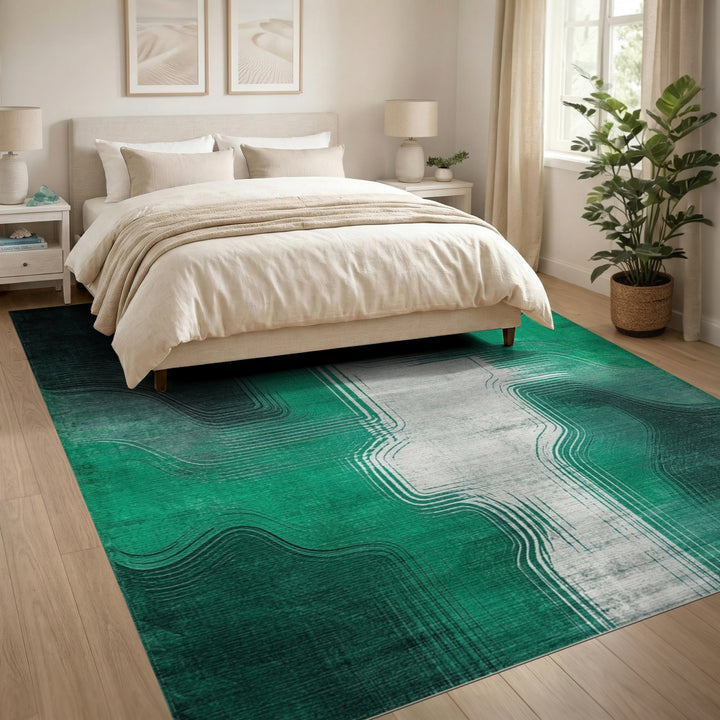 Green Abstract Area Rug