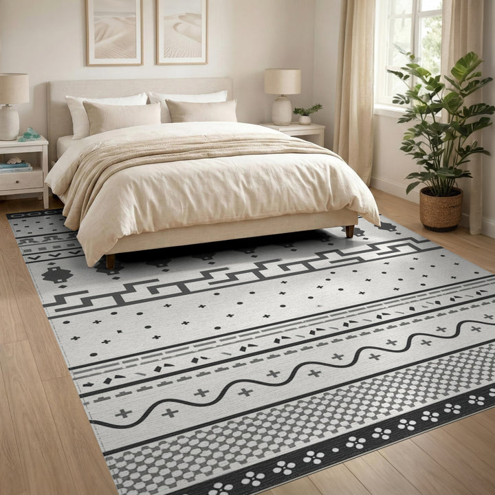Black White Geometric Area Rug