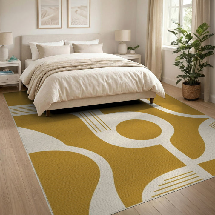 Yellow Abstract Area Rug