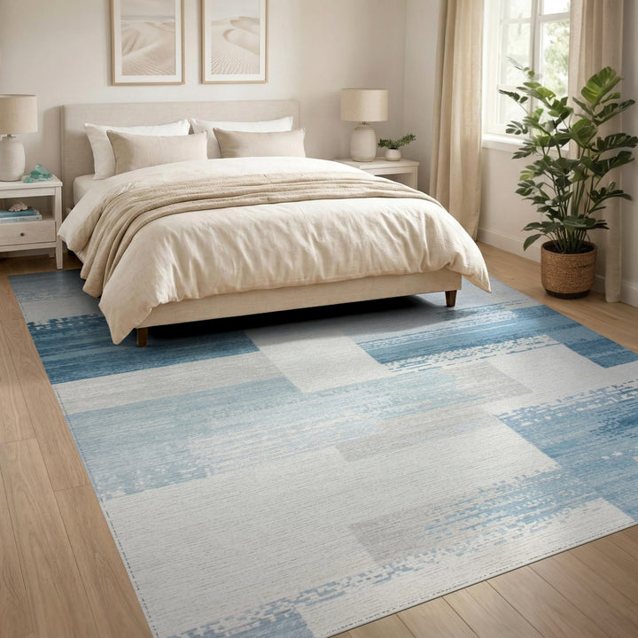 Blue Geometric Modern Area Rug
